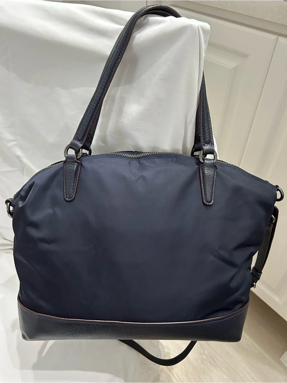 Vintage Coach Navy Nylon Satchel with Convertible Crossbody Strap